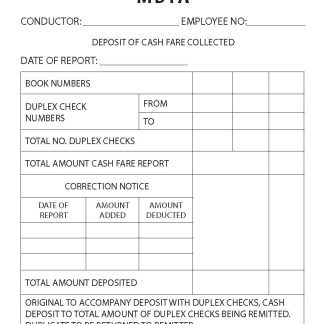 2629 Deposit Of Cash Fare