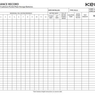KCS BS-1 Maintenance Record (Battery Card)