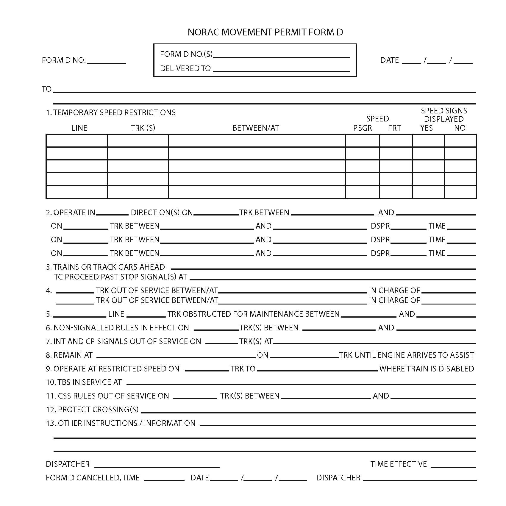 KCS19 NORAC Movement Permit Form D - Image 2