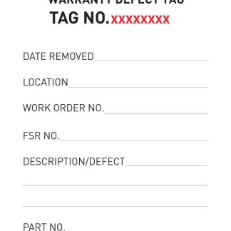 Warranty Defect Tag #1012