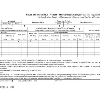 Hours of Service Mechanical Log Books